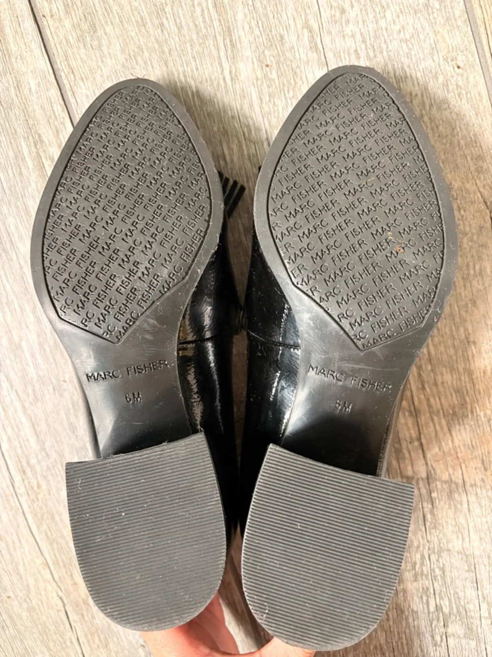 Marc Fisher Black Patent Tassel Loafer Heels for Women
